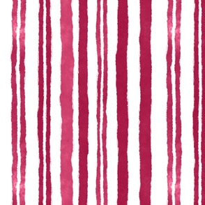 Watercolor Stripes Viva Magenta Pink Red