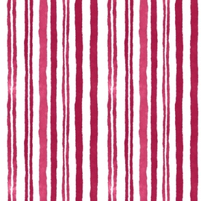 Watercolor Stripes Viva Magenta Pink Red Smaller Scale