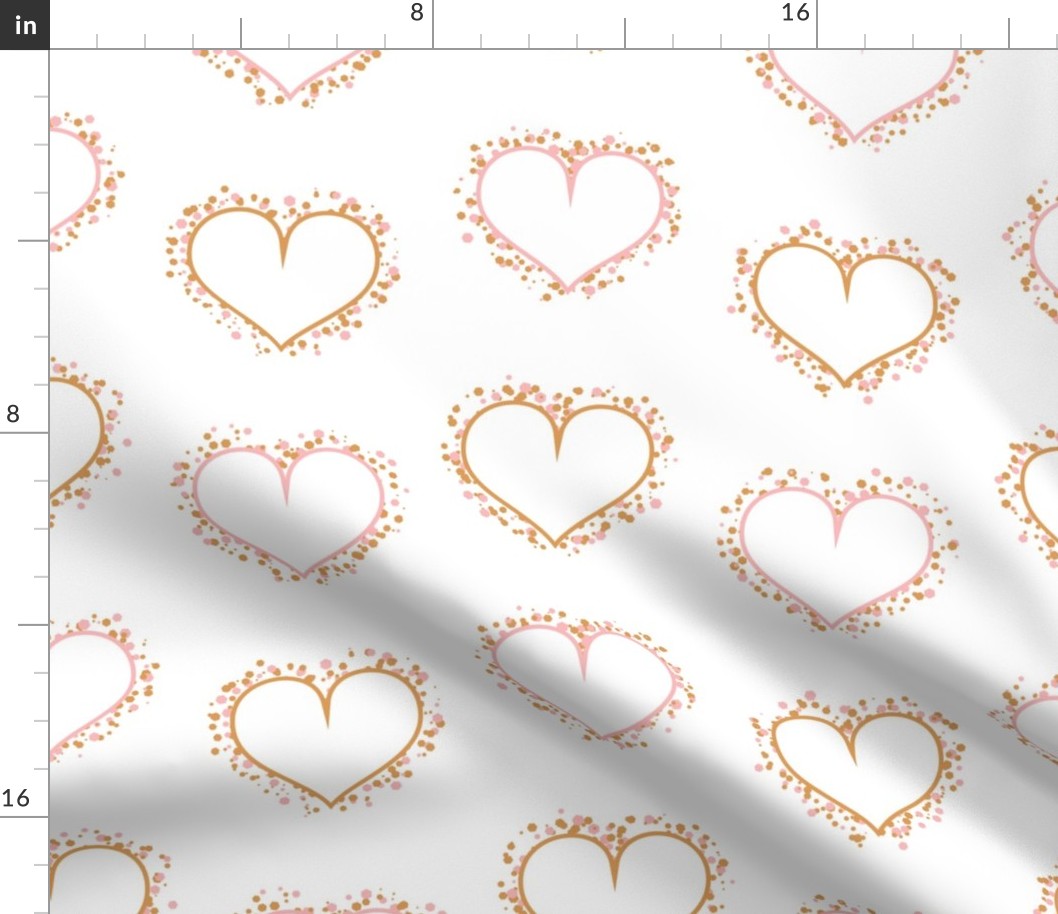 Oversized Sparkling Rose and Gold Pretty Hearts Pattern 