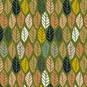 Nordic leaves happy cozy colors green - M