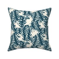 HARES in blue ferns - small size