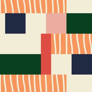 Modern Patchwork Co-ord - Tangerine Stripe - Jumbo