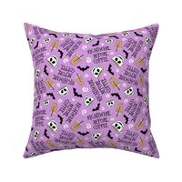 Medium Scale Nightmare Before Coffee Funny Sarcastic Jack Skeleton Pumpkin on Purple