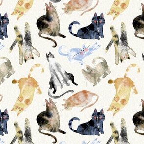 Watercolor cats cream MEDIUM