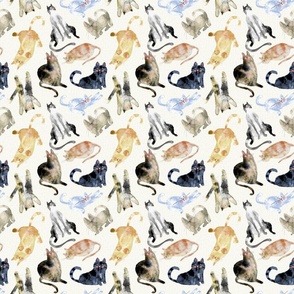 Watercolor cats cream SMALL