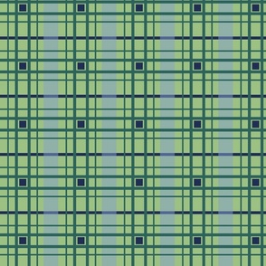 Green, navy and light blue plaid - Small scale
