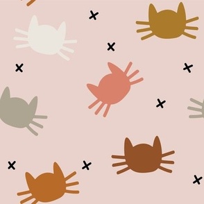 whisker cats: cinnamon, pumpkin, dirty apricot, cider on pink