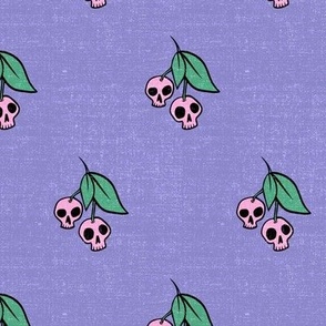 Large, Skull Cherries on Purple, Textured