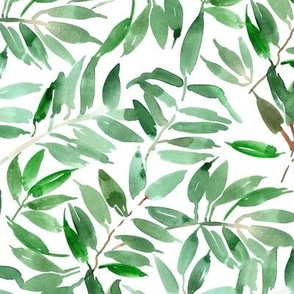 jade green tropical flora - watercolor leaves - painted watercolour leaf greenery for modern home decor a544-1