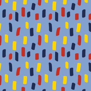 Yellow, navy and red irregular stripes - Large scale