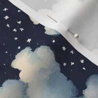 navy blue clouds and white stars