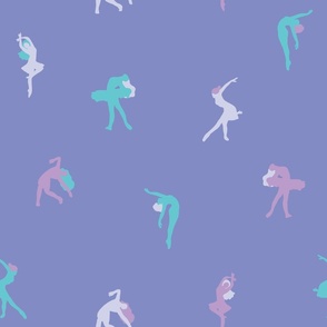Women Dancing Poses Fun Pattern - Mermaid Colour - Small scale