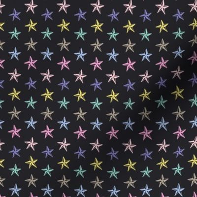 Small, Pastel Stars on Black