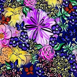Multicolor Floral Fabric, Wallpaper and Home Decor