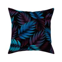 Purple and blue tropical palm leaves