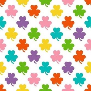 Smaller Scale Rainbow Shamrock Lucky Charms on White