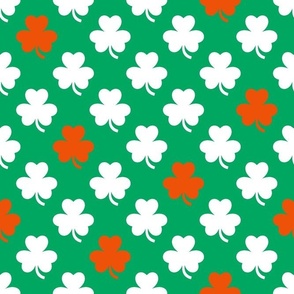 Bigger Scale Shamrocks of Ireland White and Orange on Green