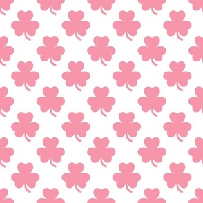 Bigger Scale Pink Shamrocks on White