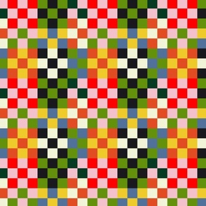 Multicolored checkered board