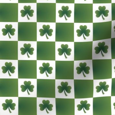  Saint Patricks Day Checkers with Shamrock, St Pattys Day Fabric Green and White