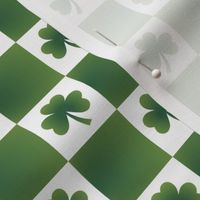 Saint Patricks Day Checkers with Shamrock  St Pats Day, Green and White Clover