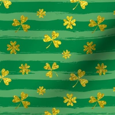 Saint Patricks Day Checkers with Shamrocks Stripes Gold Bigger