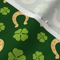 Saint Patricks Day Shamrocks and Horse Shoes and Clover Stripes