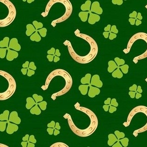 Saint Patricks Day Shamrocks and Horse Shoes and Clover Stripes