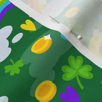 Saint Patricks Day Shamrocks Rainbows Coins Pot of Gold Lucky, Saint Patrick Day Fabric