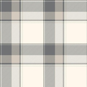 Plaid in taupe, gray, ivory, cream and beige