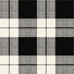 Modern check black on cream - medium 