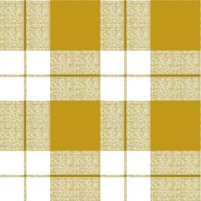 Modern check in Gold on white - Medium scale 