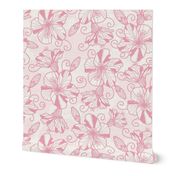 Hibiscus Light Pink Floral Hand-Drawn