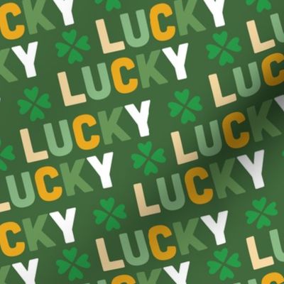St Patrick's Day Luck Clover Pattern Diagonal Gold Green