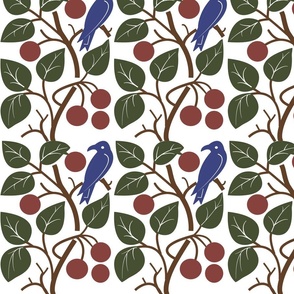 Voysey Birds with Apples on Brown Branches - Large