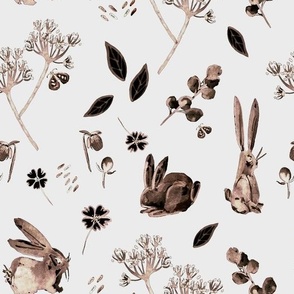 Woodland Rabbit, Brown Bunnies Neutral Fabric / medium 