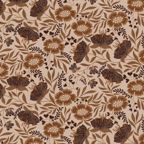 Earth Toned Boho Floral on light brown