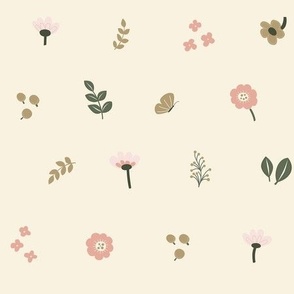 Vintage Romantic Cream Small Flower Wallpaper 