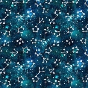 Small Scale Scorpio Constellations and Stars on Teal Galaxy