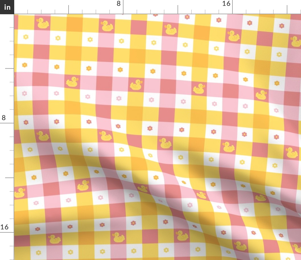 tiny ducky pink and yellow check plaid