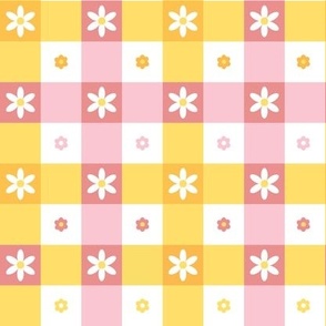 daisy yellow and pink check 