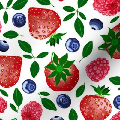 Seamless floral pattern-200. Forest berries, strawberries, raspberries, blueberries.