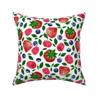 Seamless floral pattern-200. Forest berries, strawberries, raspberries, blueberries.