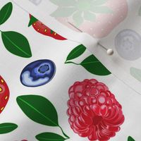 Seamless floral pattern-200. Forest berries, strawberries, raspberries, blueberries.