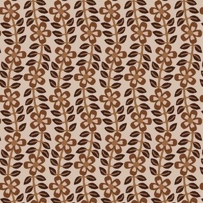 365 - Ditsy Modern minimalist floral vine in toffee, taupe, chocolate browns with pretty flowers and foliage – for home decor, curtains, wallpaper, vintage crafts, retro decor, bold bedlinen and eye-catching table linen