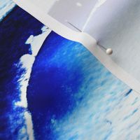 Watercolor Ocean Waves - 1374 jumbo // horizontal blue yellow