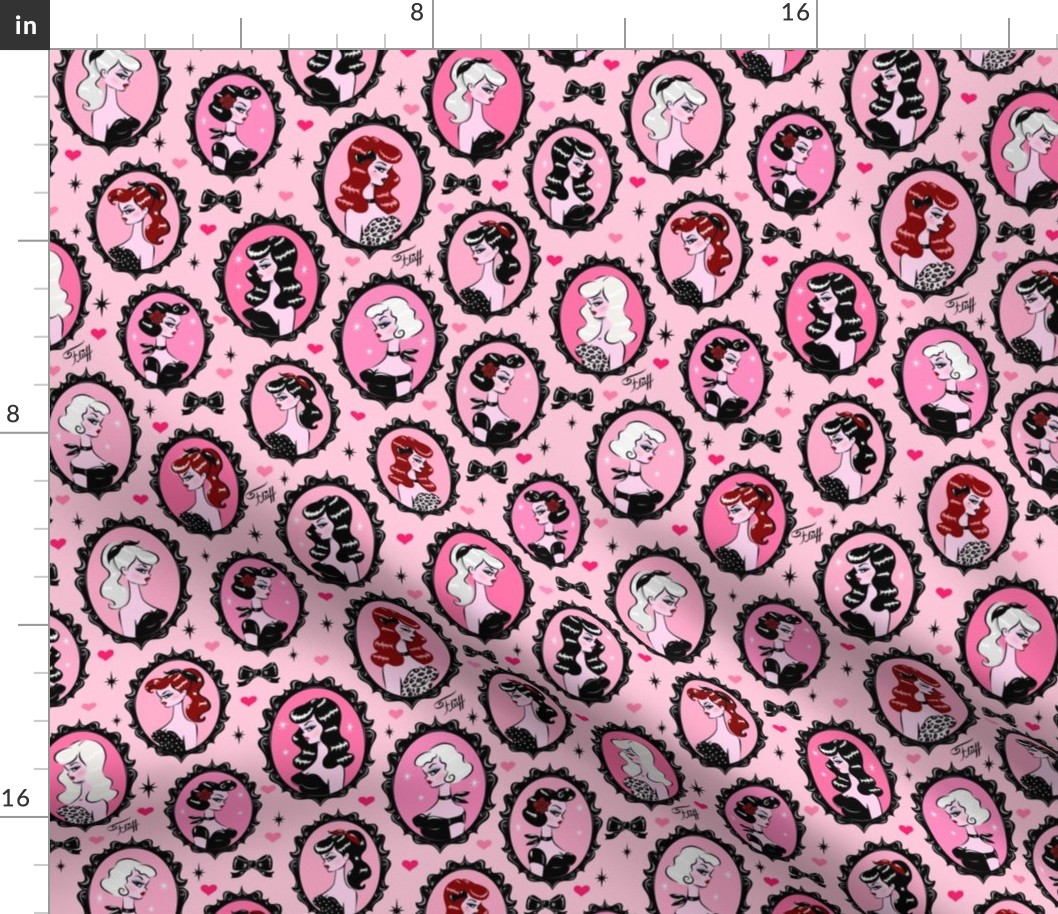 MEDIUM-Cameo Dolls on Pink