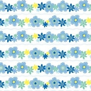 blue flowers stripes