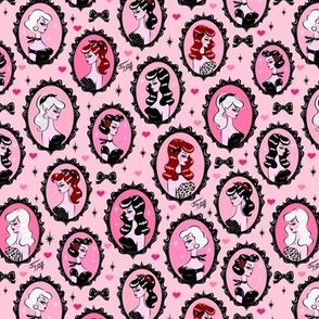 SMALL-Cameo Dolls on Pink