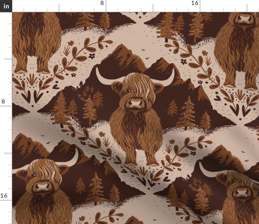 Hilda the Highland Cow Fabric bycreativeinchi